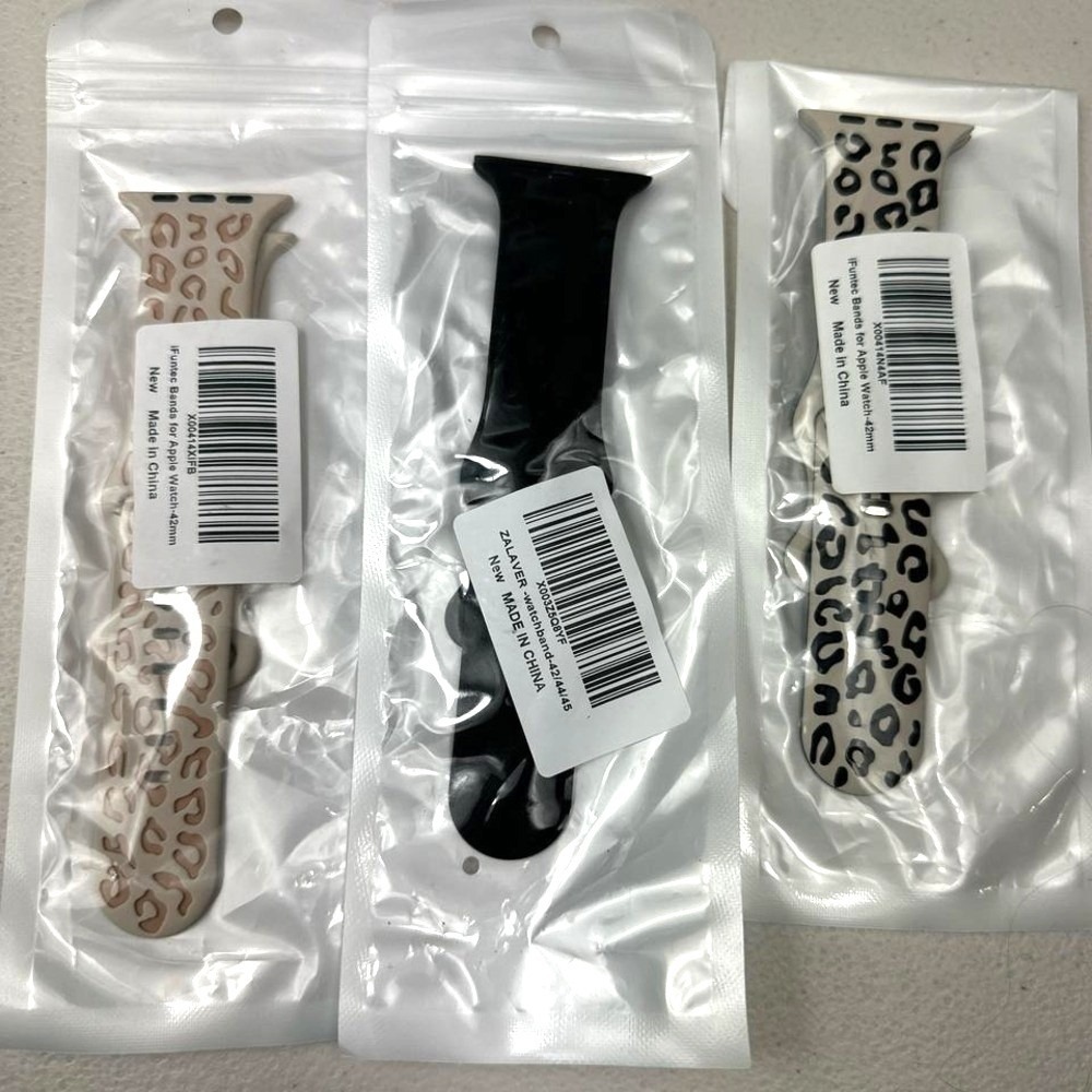 3 Multi-coloured animal print watch bands for Apple Watch Size 42
